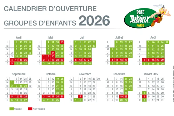 pax calendrier d'ouverture 2026